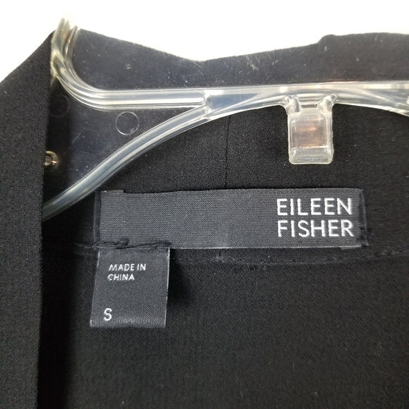Eileen Fisher Womens Silk Black Open Front Cardigan Jacket Size Small 1/2 Sleeve - Picture 8 of 10